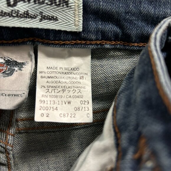 Harley Davidson Womens Boot Cut Jeans Size 12 Blue Denim Mid-Rise Relaxed Fit - Picture 10 of 10